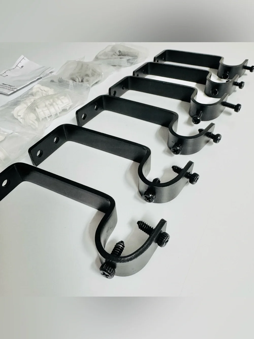 Six Curtain Rod Brackets 3/4” Black Heavy Duty NWT